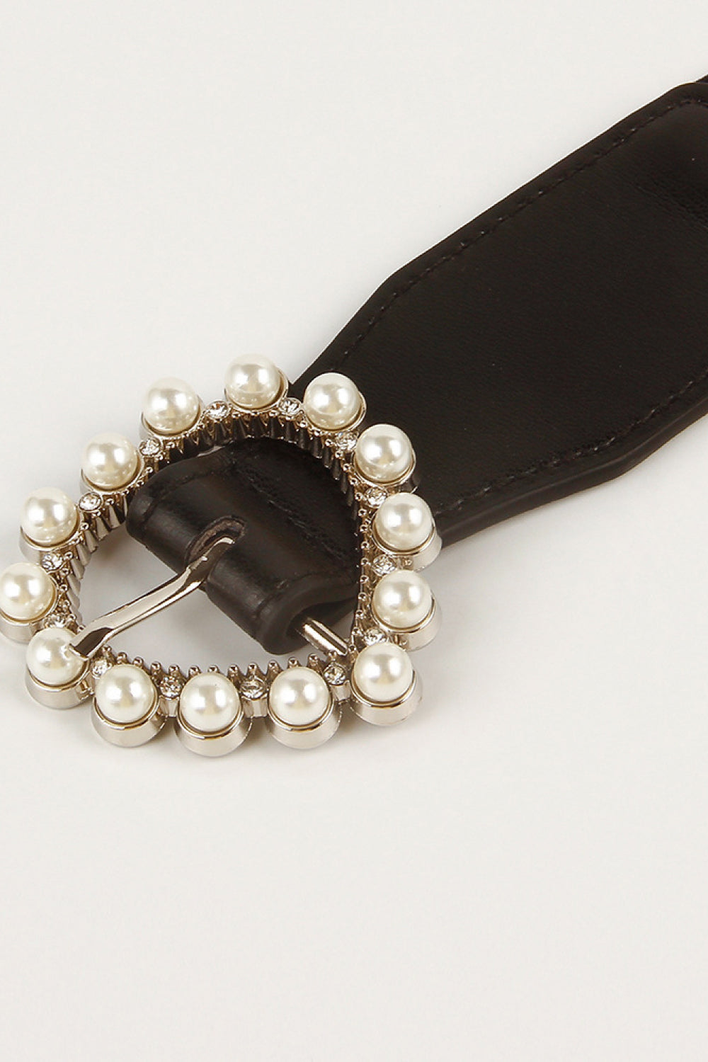 Pearl Heart Buckle Elastic Belt