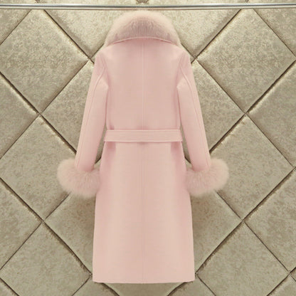 Slim-fit Large Fur Collar Lengthened Thick Woolen Coat