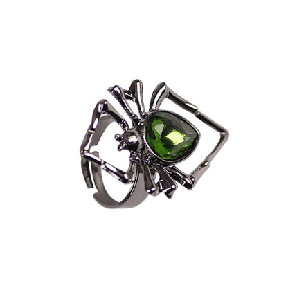 Retro Fashion Animal Ring Creative Black Spider Inlaid Rhinestone