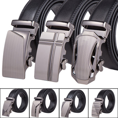 Leather automatic buckle belt