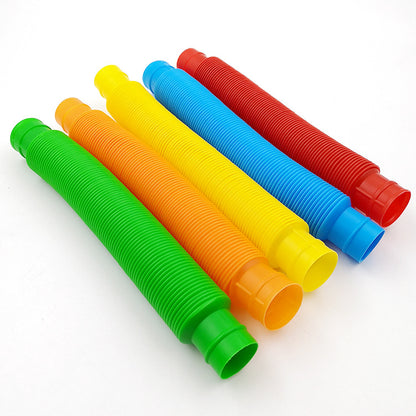 Pop Tube Color Plastic Flash Led Stretch Bellows Vent Telescopic Tube Decompression Glowing Toys 10 Pcs