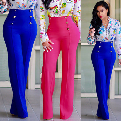 Stylish Slim Personality Double-Breasted Flared Trousers