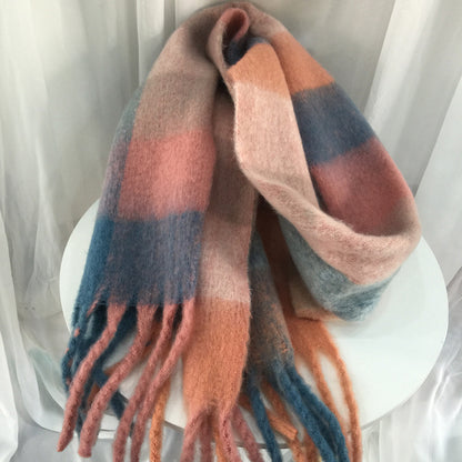 Women's Autumn Colorful Striped Warm Cashmere Plaid Scarf