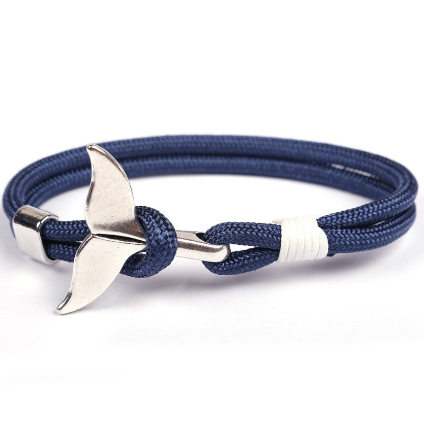 Anchor whale tail umbrella rope handmade couple bracelet