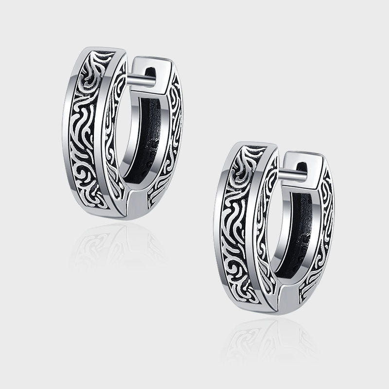 S925 Sterling Silver Small Popular Design Vintage Worn Earrings