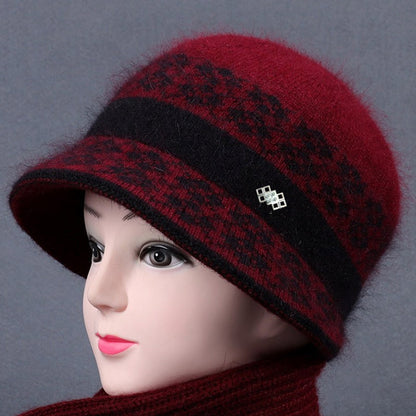 Plush Thick Old Lady Knitted Cotton Hat