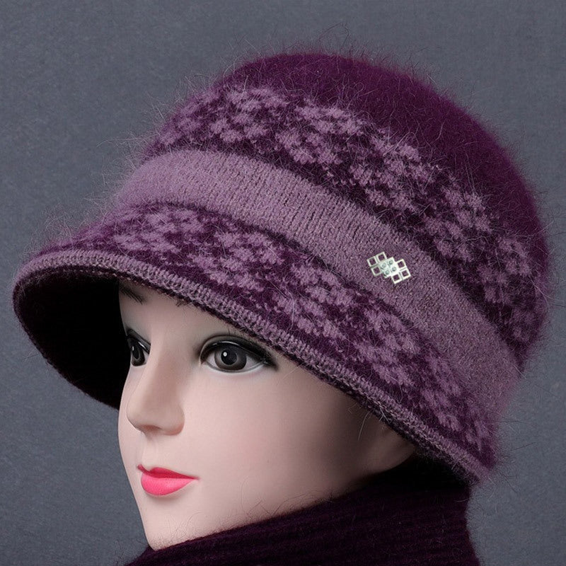 Plush Thick Old Lady Knitted Cotton Hat