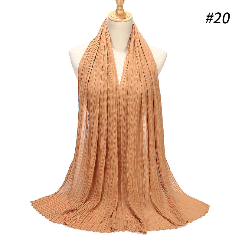 Fashion Pearl Chiffon Pleated Head Gauze Scarf