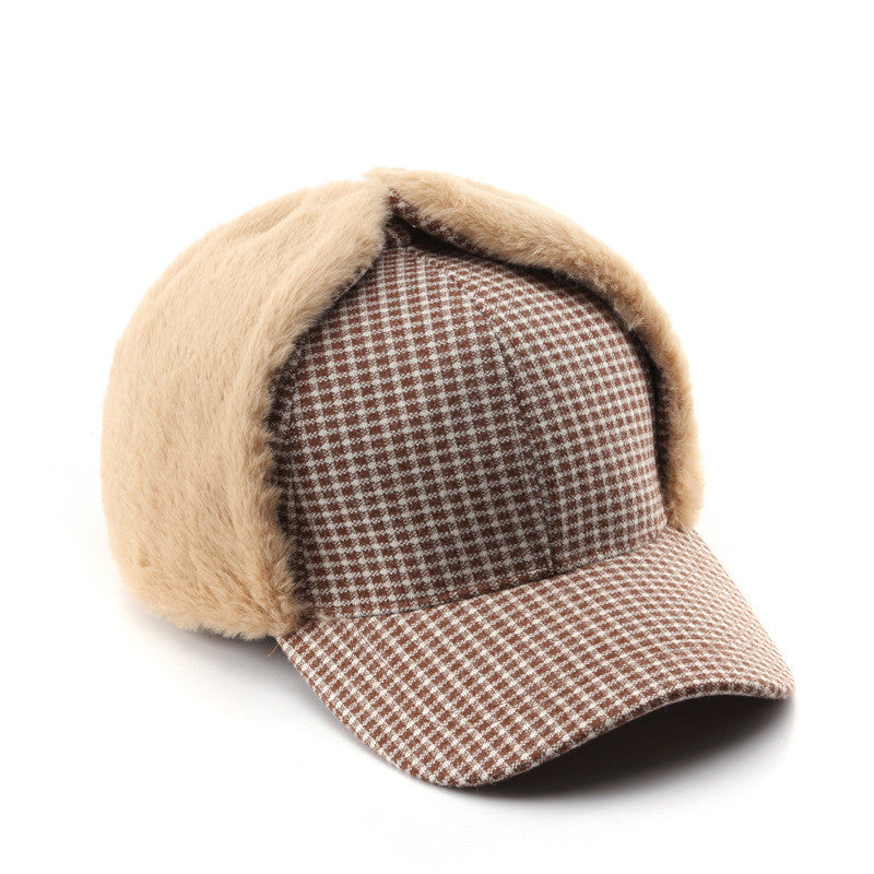 Women's Autumn And Winter Plaid Lambswool Warm Hat