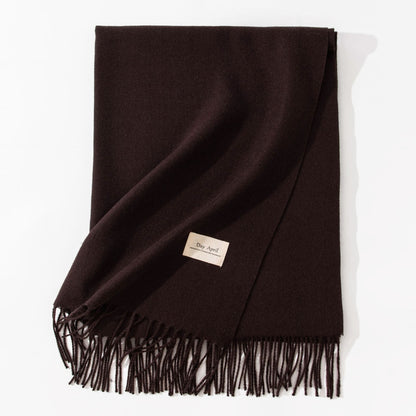 Pure Color Artificial Cashmere Scarf Women's Winter High-grade Shawl