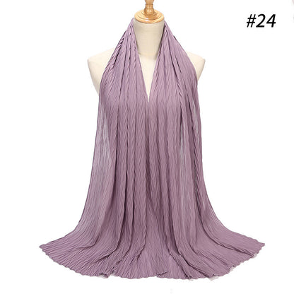 Fashion Pearl Chiffon Pleated Head Gauze Scarf