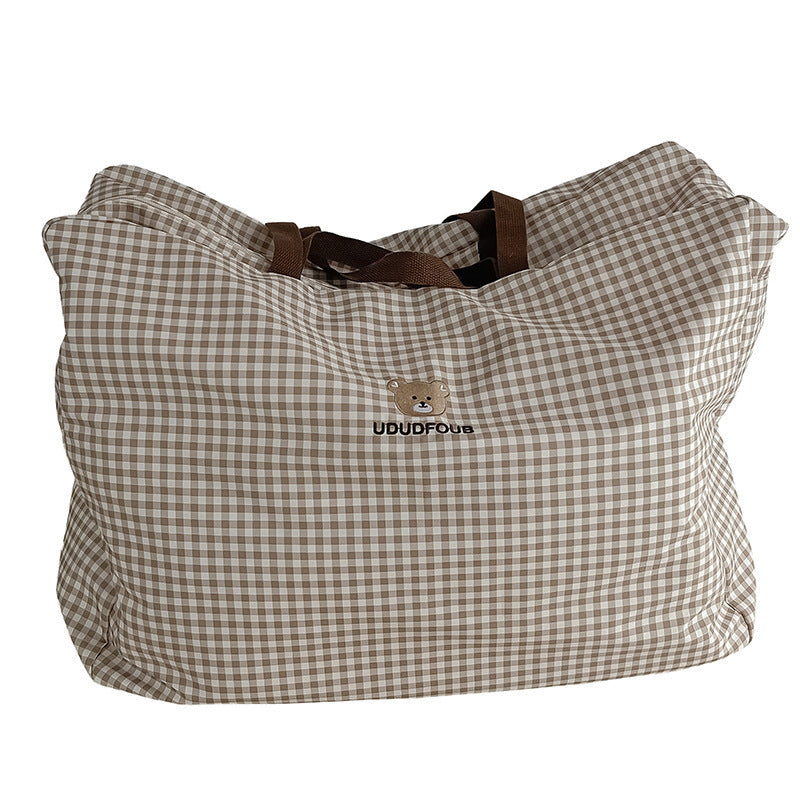 Kindergarten Burden Reduction Buggy Bag Large Capacity Plaid