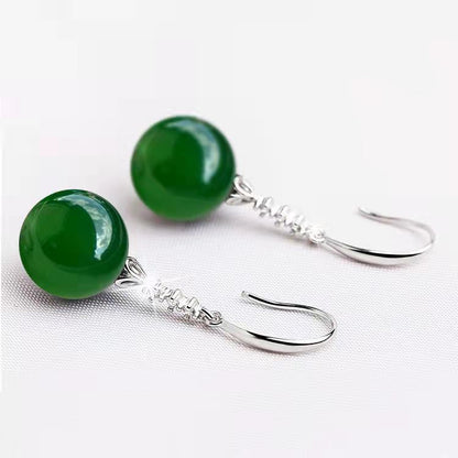 Elegant Silvering Earrings Female Chalcedony Green Agate