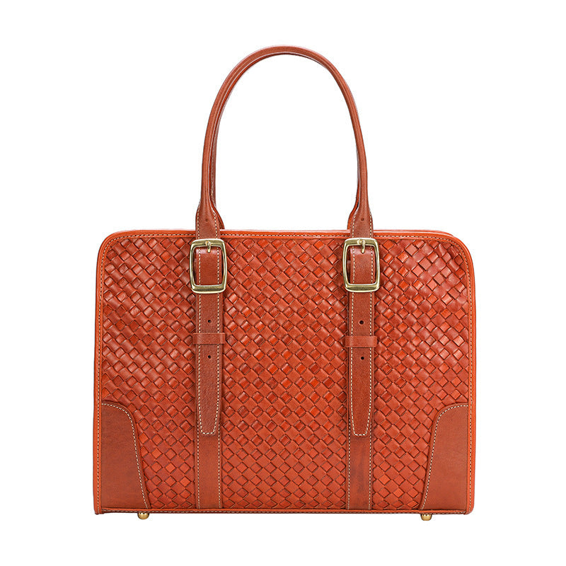 Women's Hand-woven Handbag Vegetable Tanned Full-grain Leather Cowhide