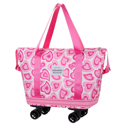 Universal Wheel Expandable Luggage Bag Large Capacity Dry Wet Separation Storage Tote Bag For Women