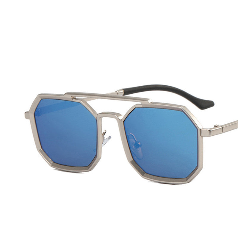 Ins Retro Polygonal Double Bridge Sunglasses