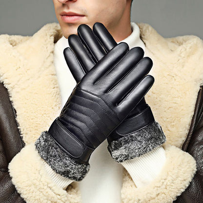 Leather Gloves Men's Waterproof Touch Screen