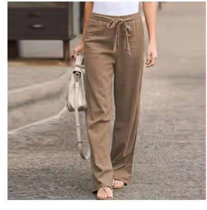 Women's Cotton And Linen Casual Solid Color Pants