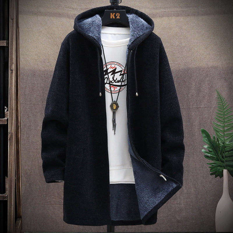 Jacket plus fleece hooded sweater coat men