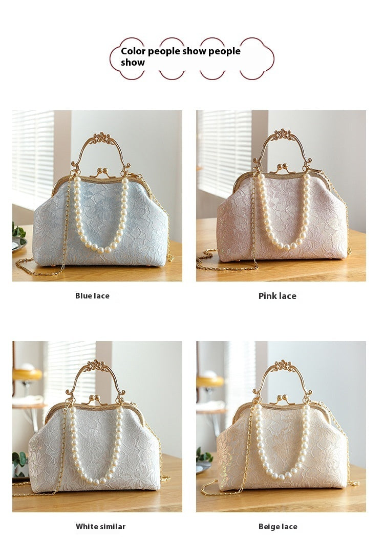 Women's Large-capacity Lace Clip Shoulder Handbag