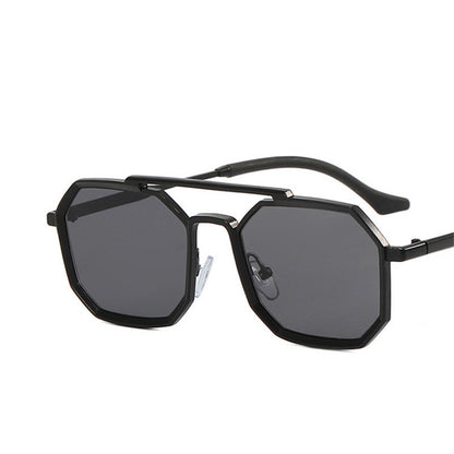 Ins Retro Polygonal Double Bridge Sunglasses