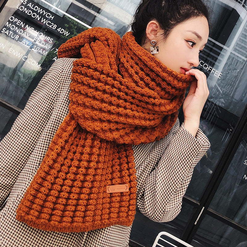 Women's Simple Thick Warm Woolen Scarf