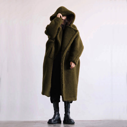 Autumn And Winter Casual Faux Fur Coat Women's Coat Mid-length Coat