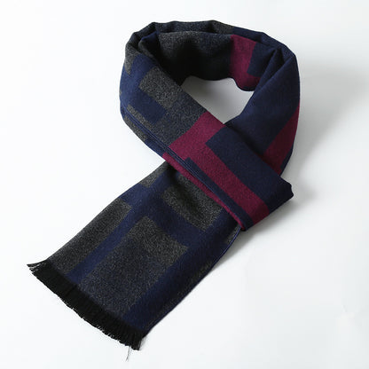 Simple Plaid Warm Keeping Artificial Cashmere Scarf