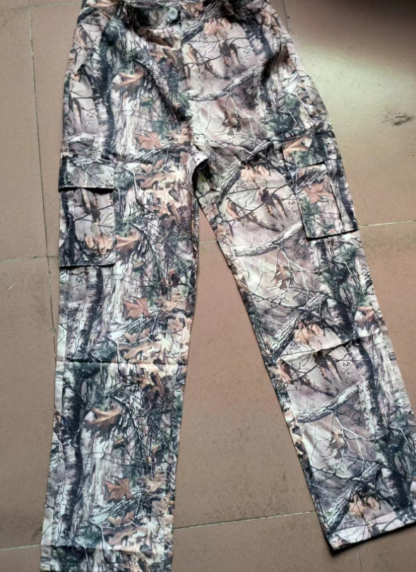 New Fashion Leaf Print Tooling Straight Loose Trousers