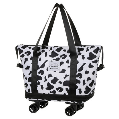 Universal Wheel Expandable Luggage Bag Large Capacity Dry Wet Separation Storage Tote Bag For Women