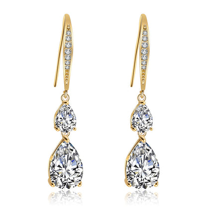 RAKOL Simple Long Exquisite Water Drop Zircon  Female Simple Banquet All-match Earrings