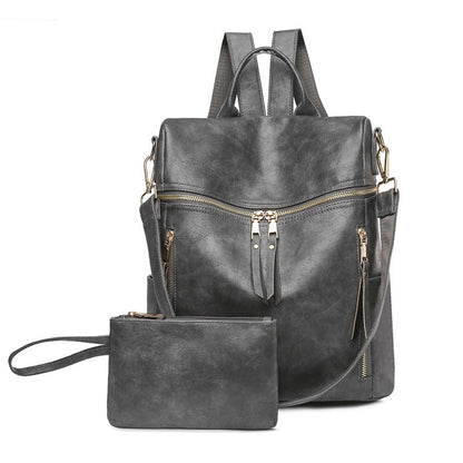 Women's Fashion Solid Color Pu Backpack