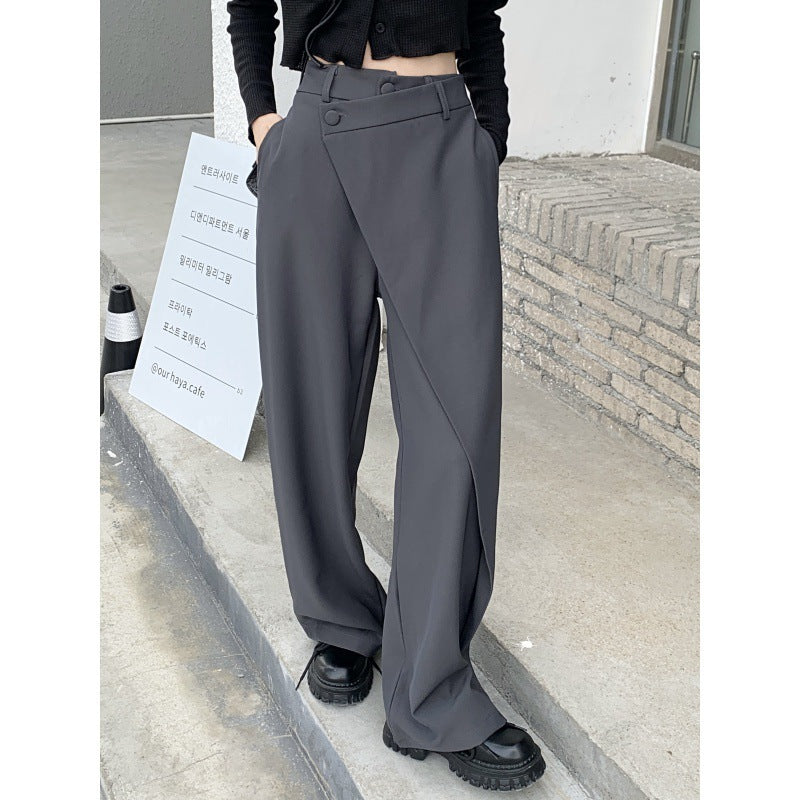 Irregular Splicing Straight Trousers Female