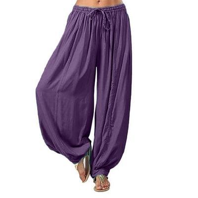 Solid Color Loose Large Size Elastic Band Wide-leg Pants