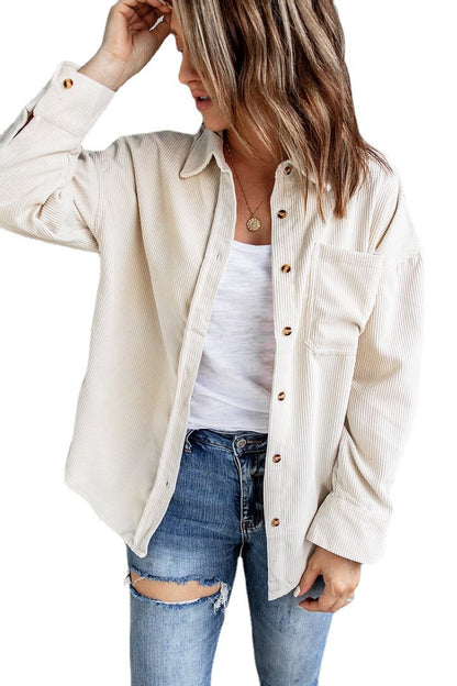 Women's New Fall Winter Shirt Jacket Corduroy Top