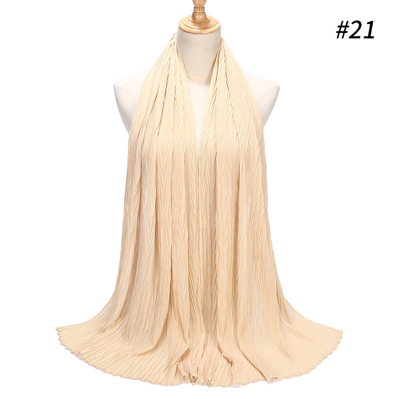 Fashion Pearl Chiffon Pleated Head Gauze Scarf