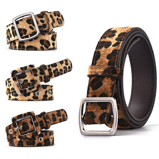 Fashionable Leopard Print Belt Female Decorative Pin Buckle