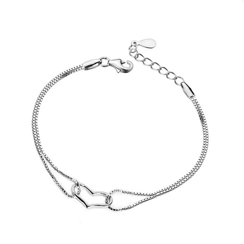 Single heart-shaped silver bracelet Bracelet