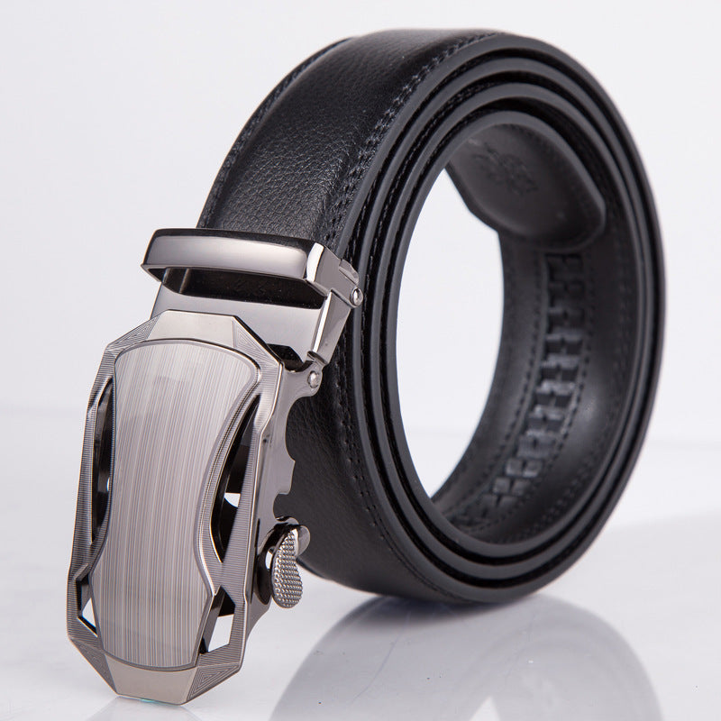 Leather automatic buckle belt