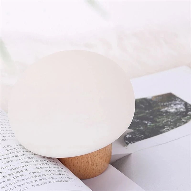 Silicone LED Night Lamp Brightness Adjustable Mushroom Pat Switch Wooden Base Timing LED Night Light For Children's Gift