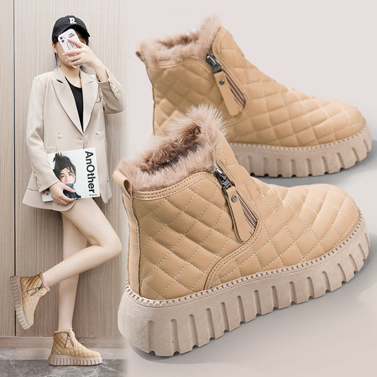 Snow Boots Soft Bottom Height Increasing Non-slip Women's Cotton Shoes