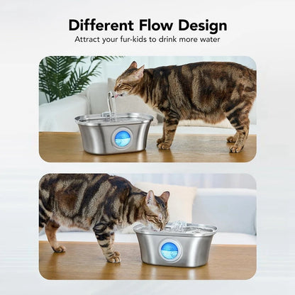 3.2L  Cat Water Fountain With Water Level Window,Stainless Steel Automatic Pet Water Fountain,Dog Water Dispenser Durable  USB