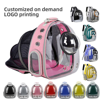 Transparent shell pet bag new fashion trend large capacity space cover cat bag panoramic dog backpack