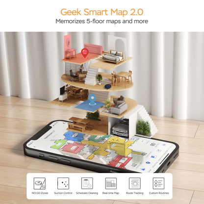 Geek Smart L7 Robot Vacuum Cleaner And Mop, LDS Navigation, Wi-Fi Connected APP, Selective Room Cleaning,MAX 2700 PA Suction, Ideal For Pets And Larger Home Banned From Selling On Amazon