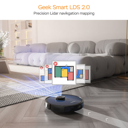 Geek Smart L7 Robot Vacuum Cleaner And Mop, LDS Navigation, Wi-Fi Connected APP, Selective Room Cleaning,MAX 2700 PA Suction, Ideal For Pets And Larger Home Banned From Selling On Amazon