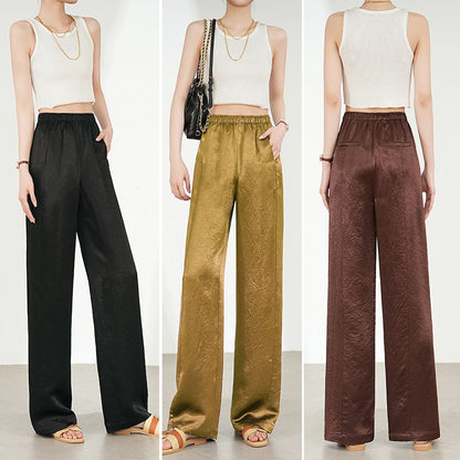 Triacetate Straight-leg Pants Women's Spring Pleated