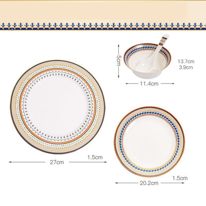 Ceramic European-style Flat Plate Creative Bone China Tableware Set