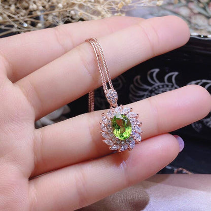 S925 Silver Gilded Peridot Set Jewelry