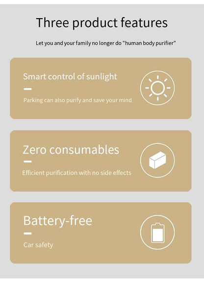 Car Mounted Solar Powered Air Purification  Deodorization Sterilization Disinfection Device