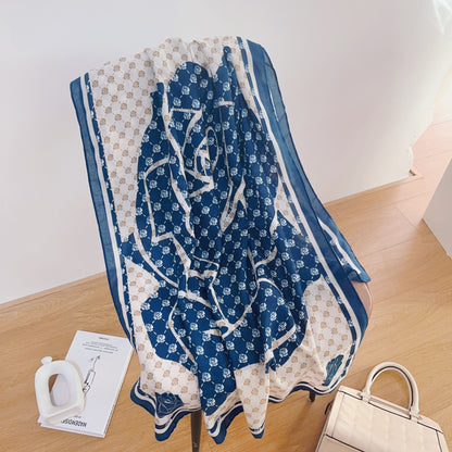 Printed Cotton And Linen Scarf Warm Outer Shawl